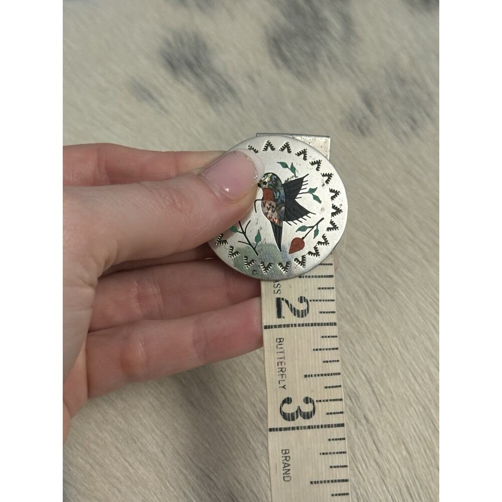 Native American Sterling Silver BOYD Turquoise Coral Opal HummingBird Pendant - Picture 9 of 10